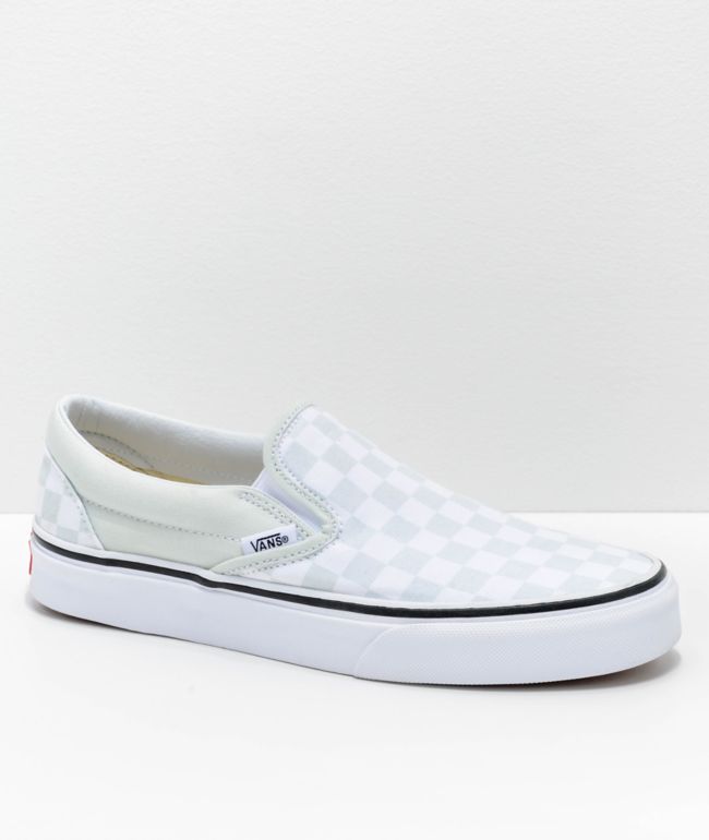 light grey checkered slip on vans